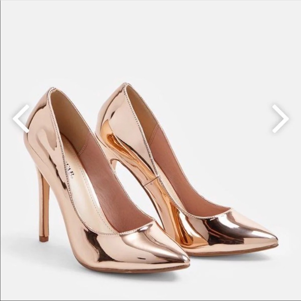 NWT rose gold heels.